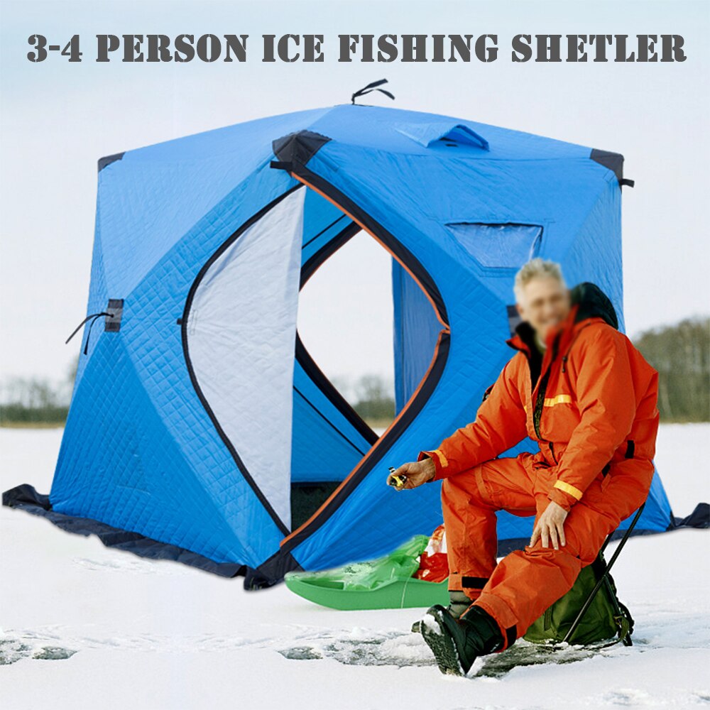 Cheap Goat Tents Portable Ice Fishing Shelter Three Layer Cotton Warm Winter Ice Fishing Tent 3 4 Person Outdoor Camping Tourist Tent for Fishing Tents 